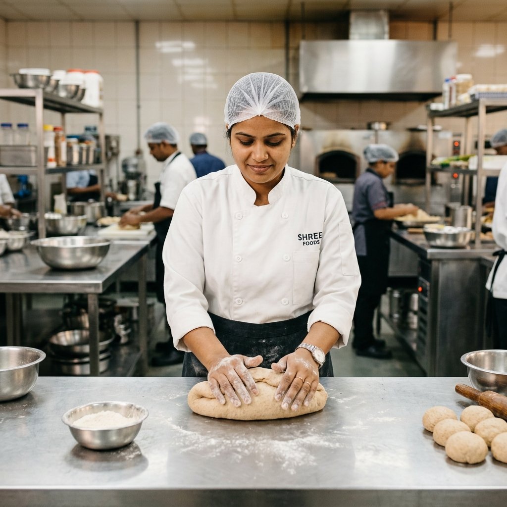 Hygienic roti preparation at Roti Mitra Foods